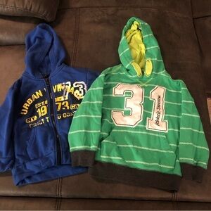 Green Pull Over and Blue Zip Up Hoodie